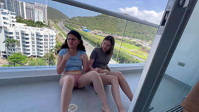 I fuck my blonde assistant on the hotel balcony (PUBLIC SEX)