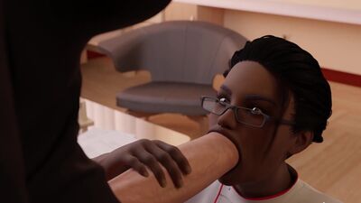 Ebony Nurse helping her futanari patient in a cool 3d animation