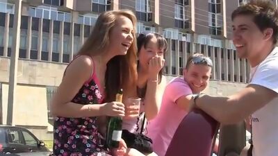 Teens sex in the car on a picnic