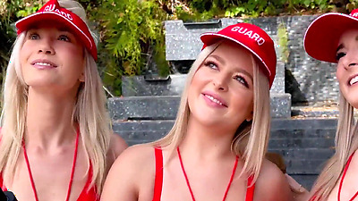 Lifeguard Besties Suck Donnie’s Penis to Life!