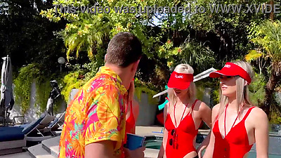 Lifeguard Besties Suck Donnie’s Penis to Life!