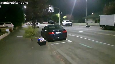 Brazen Kiwi Trashy slut pissed on in plain view on the sidewalk as motorist yells out