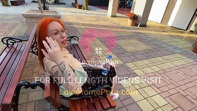 Redhead ready to fuck in public toilet