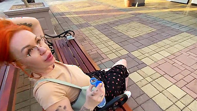 Redhead ready to fuck in public toilet