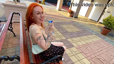 Redhead ready to fuck in public toilet