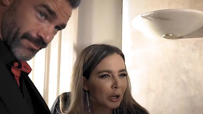 Cheating husband fucks sexy teen and his busty wife