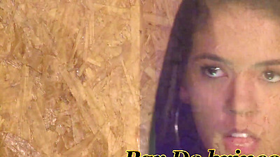 Two naughty girls facing a giant toy