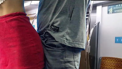 Student lets stranger rub his booty from behind in public!