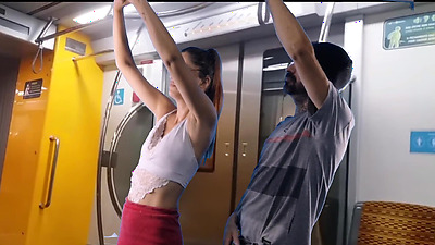 Student lets stranger rub his booty from behind in public!