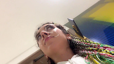 Crazy Cumwalk in Public Shopping Mall Blowjob in Public Toilet