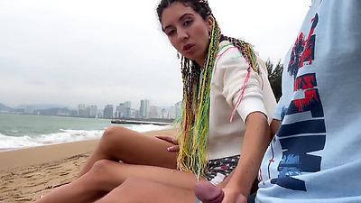I see you jerking off to me and I want to help you cum! - Dick flashing on public beach