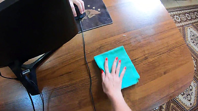 Girl Stuck While Cleaning and Lover Doggy Fucks Her Pussy