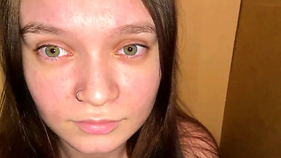 Frightened stepdaughter hid in the closet. Stepfather's big penis kept her slobbery mouth company