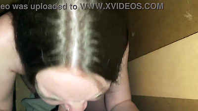 Frightened stepdaughter hid in the closet. Stepfather's big penis kept her slobbery mouth company