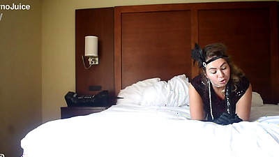 Solo vid of Russian Flapper sucking off huge BBC dildo