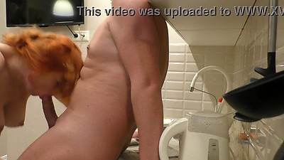 Pregnant Cheating Wife Sucks Her Neighbor’s Shaft in the Kitchen