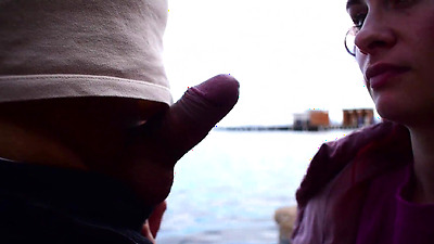 Ariel Ortiz goes to the beach with his partner. They get the urge to play, and she sucks his shaft on the street