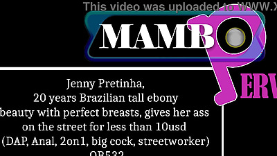 Jenny Pretinha, 20 years Brazilian tall ebony cutie with perfect breasts, gives her booty on the street for 10usd (DAP, Anal, 2on1, big dick, streetworker) OB532