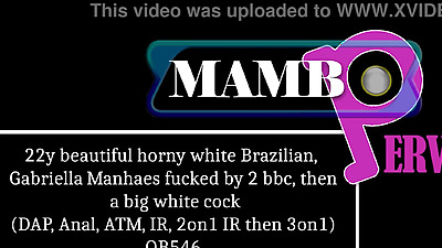 22y beautiful horny white Brazilian, Gabriella Manhaes fucked by 2 bbc, then a big white shaft (DAP, Anal, ATM, Interracial, facial cum fucking, 2on1 IR then 3on1) OB546