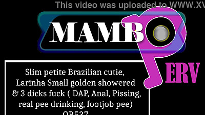 Slim petite Brazilian hottie, Larinha Small golden showered & 3 dicks fuck ( DAP, Anal, Pissing, real pee drinking, footjob pee, slim, gapes ) OB537