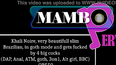 Khali Noire, very beautifull slim Brazilian, in goth mode and gets fucked by 4 big cocks (DAP, Anal, ATM, goth, 3on1, Alt chick, BBC) OB550