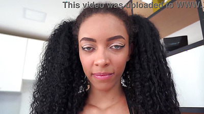 Vitoria Lima, 19 years green-eyes very slim Brazilian ebony, fucked by 2 huge dicks (DP, Anal, 2on1, dirty talk, slim, ATM, nubian) OB553