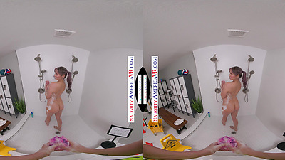 Maintenance Worker Stumbles Upon Big Butt Chick, Bobbie Lavender, Taking A Shower