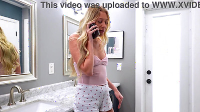 Petite blonde teen stepsister Skyler Storm asks stepbrother to teach her