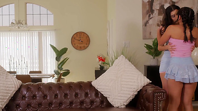 Lesbian teen babysitters busted by MILF client when she came home early