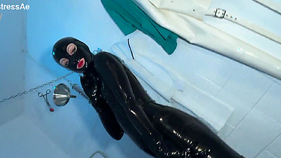 Solo 1: Showcasing Studio, Black Latex Catsuit, and Huge Red Cobra Strap-on