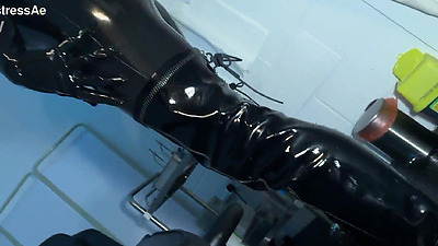 Solo 1: Showcasing Studio, Black Latex Catsuit, and Huge Red Cobra Strap-on