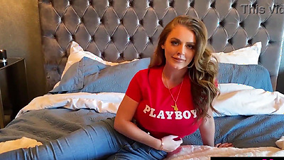 Big arse busty blonde MILF nympho Sophie Dee playing with her huge dildos