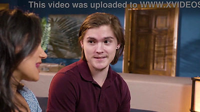 Careful MILF stepmom Penny Barber teaching her stepson and his teen GF