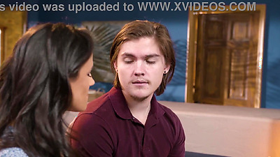 Careful MILF stepmom Penny Barber teaching her stepson and his teen GF