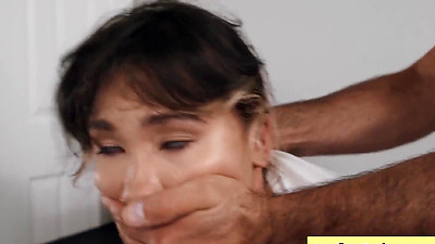 Watch this big tit asian bitch sucking monster cock and big balls after being fucked rough