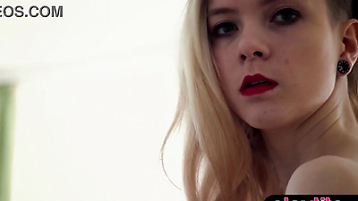 Slender blonde German cutie strips to flaunt her bubble ass and hairy lil cunt