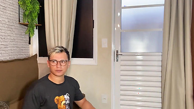 Young students stop studying to fuck on the living room couch.