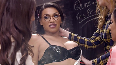 TRANSFIXED - Student April Olsen And Her Besties Take Turns On Trans Teacher Jessy Dubai's Big Dick