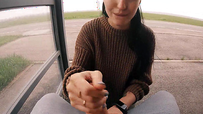 Risky Public Blowjob on a Bus Station