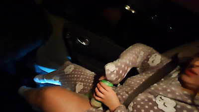 Multiple squirting orgasms in public outdoors internal cumshot