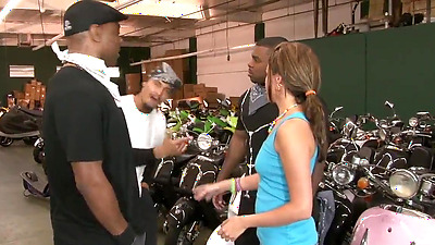 Petite Danica Dillan getting dp fucked by three black men