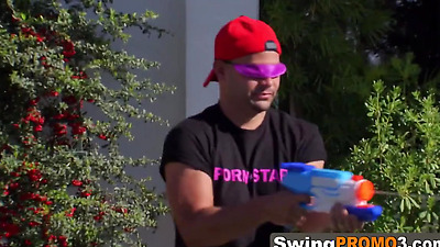 American Swinger Couple Enters The Red Orgy Room For The First Time.