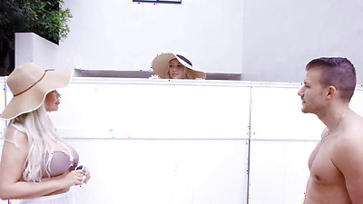 Mylfex - Stepson Licks his Step Mom and Teenie Neighbour Pussy at Poolside