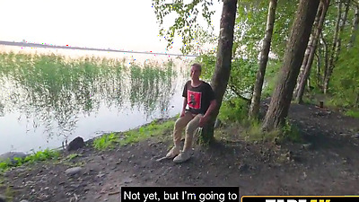 Sporty Fit Body Russian Cougar Picks Up Nerdy Dude While Jogging and Take Him Home