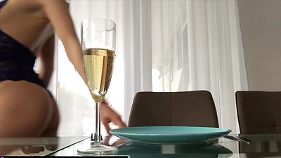 Seductive Russian brunette teases with deep dildo play and solo show