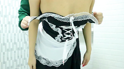 Thai maid leaked, caught by employer, fucked in the bathroom