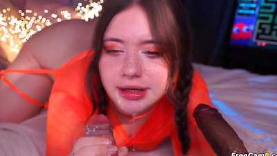 Insatiable Bitch Sloppy Dildo Sucking On Cam