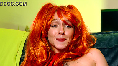 Naughty redhead chick Stella Bliss is showing off her sexy wet pussy.