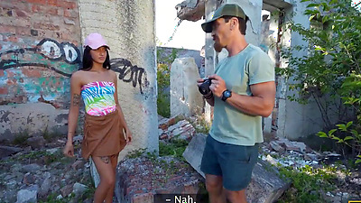 HUNT4K. Slutty brunette enjoys a passionate anal fuck with a stranger