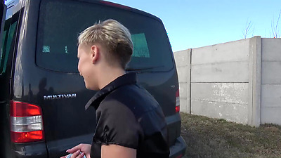 Russian Short Haired Teen Fucked In A Van